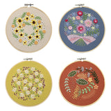 Maxbell Embroidery Hoop Kids Adult Cross Stitch Threads Kits - Flower Leaves Style 5