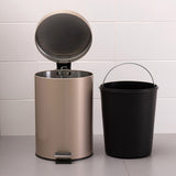 Maxbell 7L Metal Step Trash Can Bathroom Silent Wastebasket Garbage Bin  Rose Gold