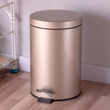 Maxbell 7L Metal Step Trash Can Bathroom Silent Wastebasket Garbage Bin  Rose Gold