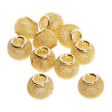 Maxbell 10Pcs Hollow out Round Large Hole Loose Beads Pendants DIY Jewelry Golden