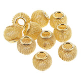 Maxbell 10Pcs Hollow out Round Large Hole Loose Beads Pendants DIY Jewelry Golden