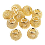 Maxbell 10Pcs Hollow out Round Large Hole Loose Beads Pendants DIY Jewelry Golden