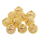 Maxbell 10Pcs Hollow out Round Large Hole Loose Beads Pendants DIY Jewelry Golden