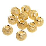 Maxbell 10Pcs Hollow out Round Large Hole Loose Beads Pendants DIY Jewelry Golden