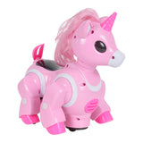 Maxbell Electric Light Music Cartoon Horse Unicorn Toy for Kids Toddlers Pink