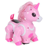 Maxbell Electric Light Music Cartoon Horse Unicorn Toy for Kids Toddlers Pink