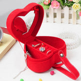 Maxbell Heart Velvet Jewelry Storage Box Ring Pendant Display Storage Case Red