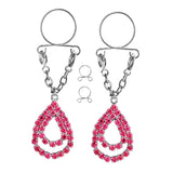 Maxbell 1 Pair Water Drop Nipple Ring Non Piercing Body Jewelry Pink