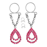 Maxbell 1 Pair Water Drop Nipple Ring Non Piercing Body Jewelry Pink