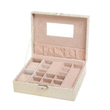 Maxbell PU Leather Jewelry Box Earrings Rings Pendants Box Storage Case Beige