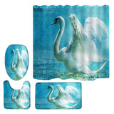 Maxbell Non-Slip Bath Mat Contour Mat Toilet Lid Cover Shower Curtain Swan