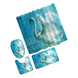 Maxbell Non-Slip Bath Mat Contour Mat Toilet Lid Cover Shower Curtain Swan