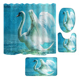 Maxbell Non-Slip Bath Mat Contour Mat Toilet Lid Cover Shower Curtain Swan