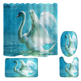 Maxbell Non-Slip Bath Mat Contour Mat Toilet Lid Cover Shower Curtain Swan