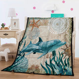 Maxbell Lovely Sea Animals Soft Blanket Mat Thicken Plush Quilt Sofa Bed Dolphin