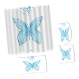 Maxbell Non-Slip Bath Mat Contour Mat Toilet Lid Cover Shower Curtain Butterfly A