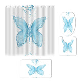 Maxbell Non-Slip Bath Mat Contour Mat Toilet Lid Cover Shower Curtain Butterfly A