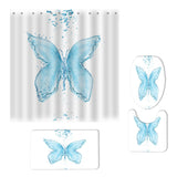 Maxbell Non-Slip Bath Mat Contour Mat Toilet Lid Cover Shower Curtain Butterfly A