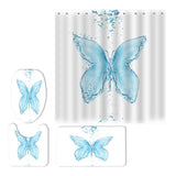 Maxbell Non-Slip Bath Mat Contour Mat Toilet Lid Cover Shower Curtain Butterfly A