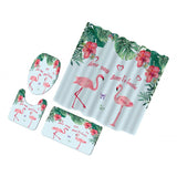 Maxbell 4x Bathroom Set Curtain Bath Mat Contour Rug Toilet Lid Cover flamingo-3