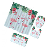 Maxbell 4x Bathroom Set Curtain Bath Mat Contour Rug Toilet Lid Cover flamingo-3