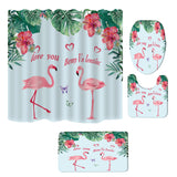 Maxbell 4x Bathroom Set Curtain Bath Mat Contour Rug Toilet Lid Cover flamingo-3