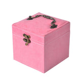 Maxbell Portable Velvet Jewelry Storage Box Case for Jewelry Rings 3 Layer Pink