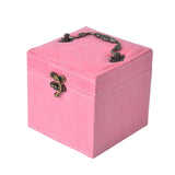 Maxbell Portable Velvet Jewelry Storage Box Case for Jewelry Rings 3 Layer Pink