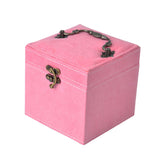 Maxbell Portable Velvet Jewelry Storage Box Case for Jewelry Rings 3 Layer Pink