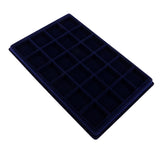 Maxbell 24 Grid Velvet Frame Series Display Tray Coin Case for Coin Display -Blue