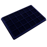 Maxbell 24 Grid Velvet Frame Series Display Tray Coin Case for Coin Display -Blue