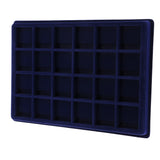 Maxbell 24 Grid Velvet Frame Series Display Tray Coin Case for Coin Display -Blue
