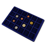 Maxbell 24 Grid Velvet Frame Series Display Tray Coin Case for Coin Display -Blue