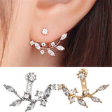 Maxbell 1 Pairs Women Girls Leaves Earrings Front-Back Ear Stud Jewelry Golden