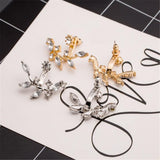 Maxbell 1 Pairs Women Girls Leaves Earrings Front-Back Ear Stud Jewelry Golden