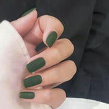 Maxbell 24Pcs Women DIY Matte Ballerina Full Cover Long False Fake Nails Art Tips Dark Green