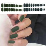 Maxbell 24Pcs Women DIY Matte Ballerina Full Cover Long False Fake Nails Art Tips Dark Green