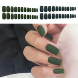 Maxbell 24Pcs Women DIY Matte Ballerina Full Cover Long False Fake Nails Art Tips Dark Green