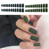 Maxbell 24Pcs Women DIY Matte Ballerina Full Cover Long False Fake Nails Art Tips Dark Green