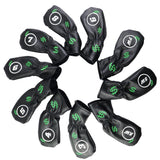 Maxbell 10pcs/Set Golf Club Head Cover Irons Headcover Protector with Number Black