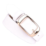 Maxbell Women's Fashion Casual Belt PU Leather Waist Belt Single Prong Buckle White