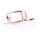 Maxbell Women's Fashion Casual Belt PU Leather Waist Belt Single Prong Buckle White