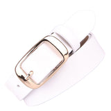 Maxbell Women's Fashion Casual Belt PU Leather Waist Belt Single Prong Buckle White