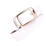 Maxbell Women's Fashion Casual Belt PU Leather Waist Belt Single Prong Buckle White