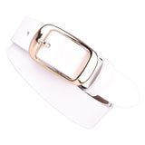 Maxbell Women's Fashion Casual Belt PU Leather Waist Belt Single Prong Buckle White