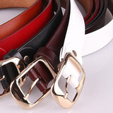 Maxbell Women's Fashion Casual Belt PU Leather Waist Belt Single Prong Buckle White