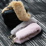 Maxbell Ladies Plush Faux Fur Bag Strap Replacements DIY Tote Bag Handbag Belt Gray