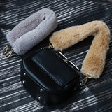 Maxbell Ladies Plush Faux Fur Bag Strap Replacements DIY Tote Bag Handbag Belt Gray