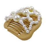 Maxbell Womens Beads Pearls Magic Elastic Hair Clips Stretchy Double Hair Combs