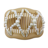 Maxbell Pearls Magic Elastic Hair Clips Stretchy Double Hair Comb for Women Lady